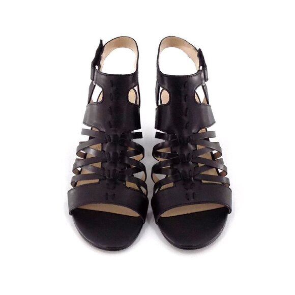 Adrienne Vittadini Pense Cage Open toe sandals Sz 8.5 Black Leather - Picture 4 of 8